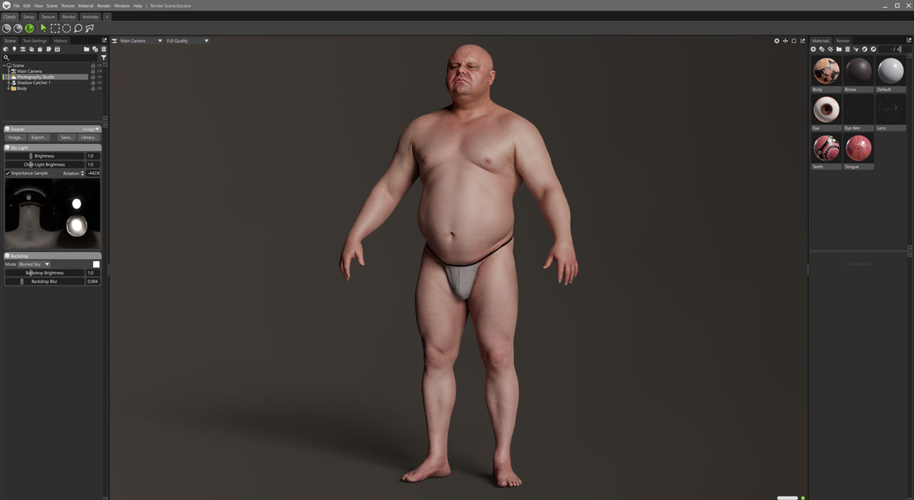 3D render of male body scan 3d model